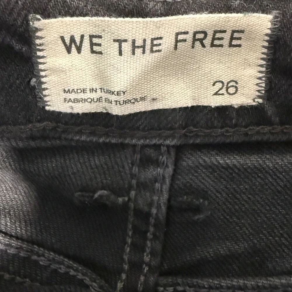 We The Free Risk Taker Jeans 26 Black Seamed Raw Hem Straight Leg OB1098595